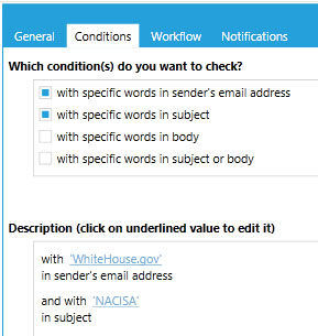 Conditions for Email Rules